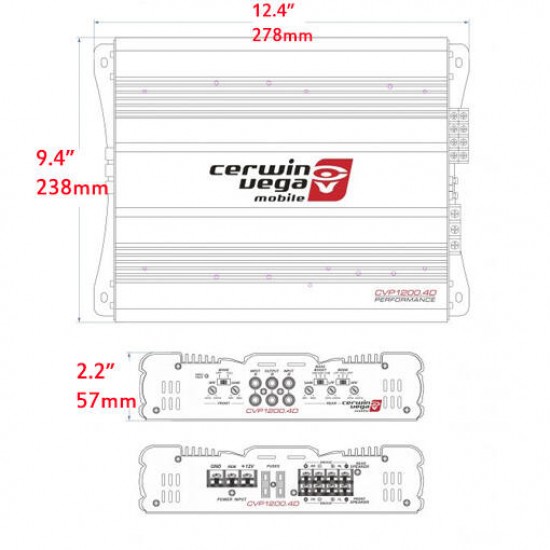 Cerwin Vega CVP1200.4D 1200W 4 Channel Class A/B Car Amplifier - In Stock At Distribution Centre