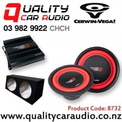 Dual Cerwin Vega V124DV2 12" 1300W Subwoofer XED8001D 800W RMS Mono Amplifeir with Subwoofer Box Combo Deal