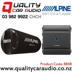 Alpine SWT-S10 10" 1200W Bass Tube + S-A60M 600W RMS Mono Channel Class D Amplifier Combo Deal