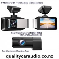 QCA D370S 3" Front Camera 4K and rear camera 1080p Dash Cam + installation fitted from $398 (Pre-Order Now! Christchurch installed Only)