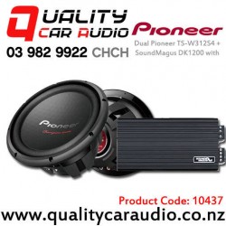 Dual Pioneer TS-W312S4 12" 1600W (500W RMS) Single 4 ohm Subwoofer with SoundMagus DK1200 1200W Mono Class D Amplifier with Box