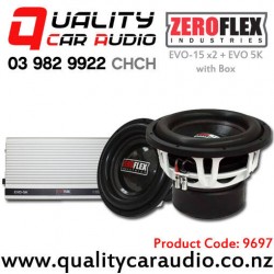 Dual ZeroFlex EVO-15 1500W RMS Dual 2 ohm Voice Coil Car Subwoofer & EVO-5K 5000W RMS Car Amplifier with SubBox Included