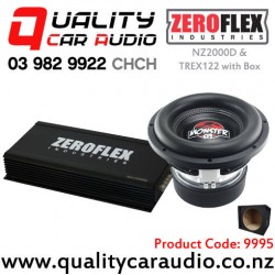 ZeroFlex NZ2000D 2000W RMS Mono Channel Amplifier & TREX122 1650W RMS Dual 2 ohm Voice Coil Subwoofer with Box